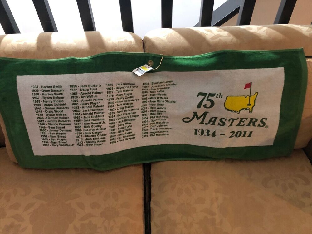 Masters Golf Towel 38 x 16 New with tag, 75th Anniversary 2011 Collectors item